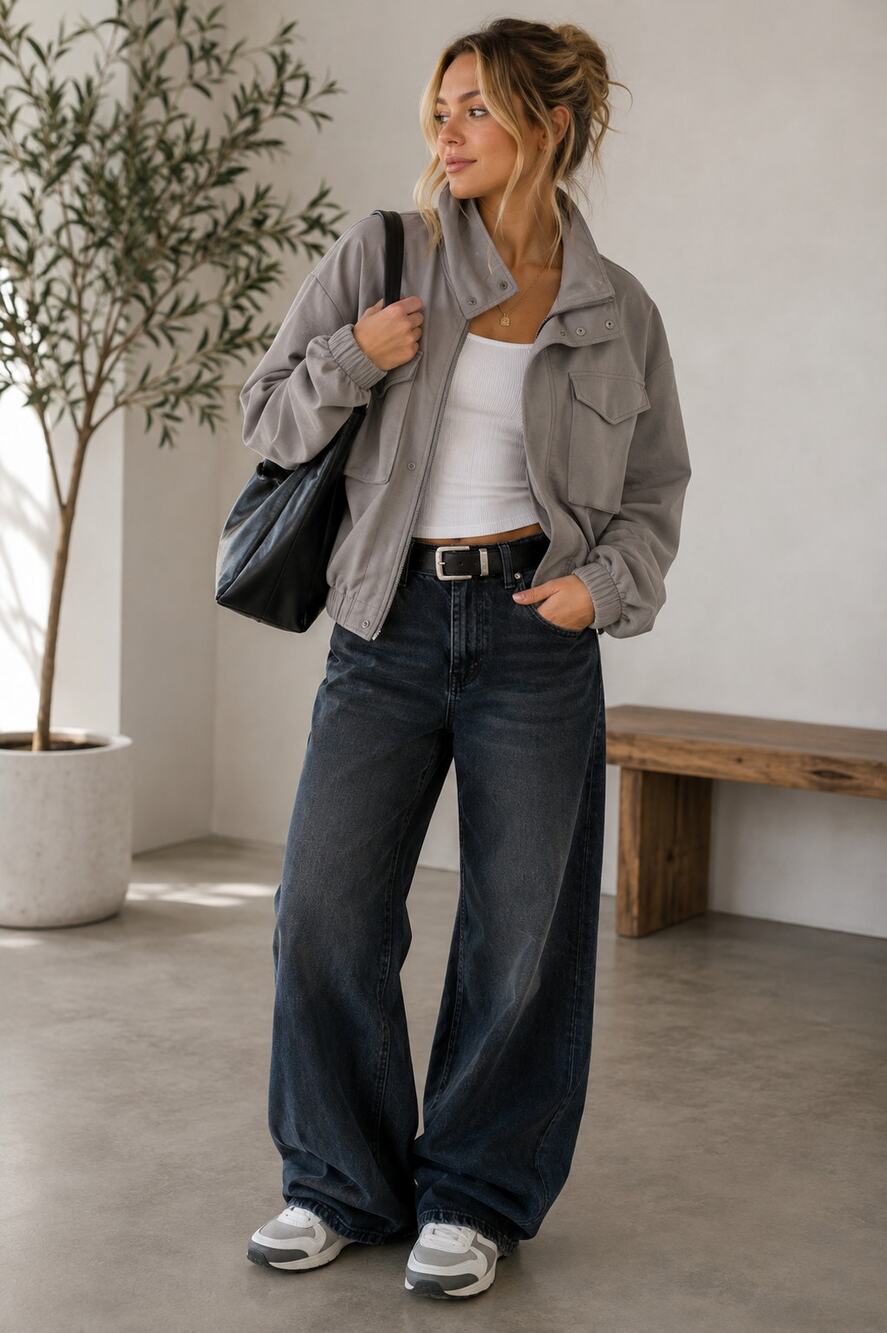 Yogalicious Grey Softlite Scuba Autumn Jacket Womens S Bomber Athletic Casual